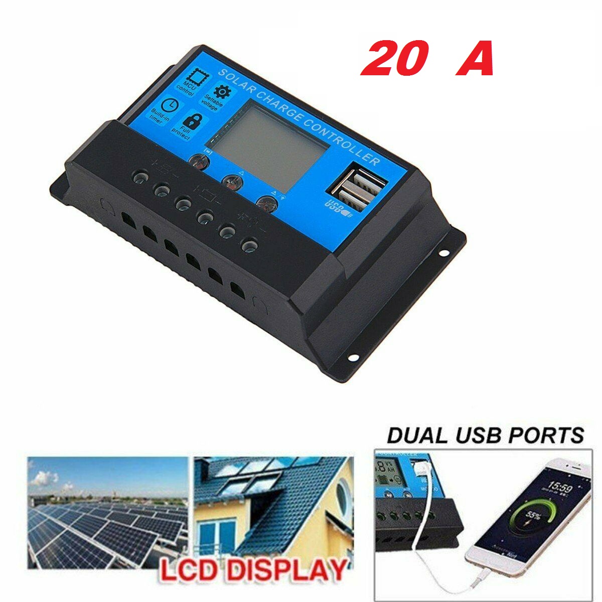 Controlador De Carga Solar PWM  20 A - Imagen 4