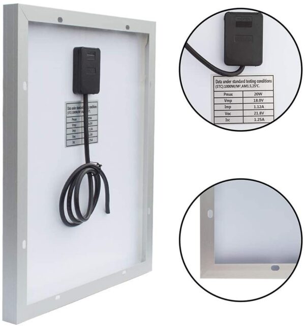 Panel Solar Mono cristalino de 20w - Imagen 4