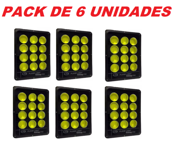 Foco Flood LED para exterior 600 W  Pack x 6