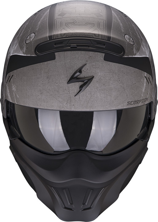 Casco Scorpion Exo-Combat Evo Incursion Matt Silver-Black - Imagen 2