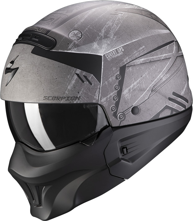 Casco Scorpion Exo-Combat Evo Incursion Matt Silver-Black